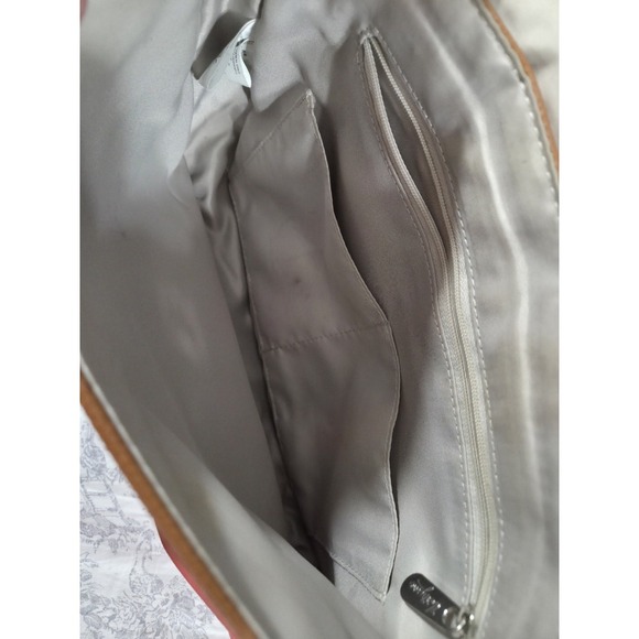 Thirty One Studio Classic Convertible Pebbled Leather Crossbody Bag Khaki Navy - Picture 4 of 6